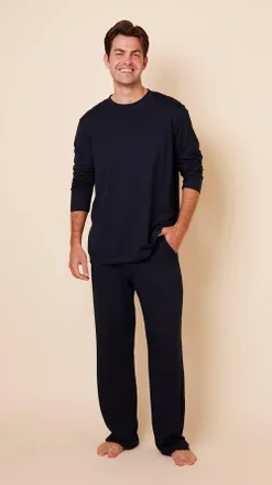 The Cats Pajamas Mens Pima Knit Pullover Set in Classic Midnight at Nordstrom, Size X-Large