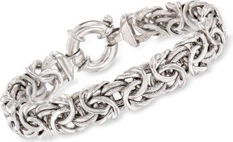 Ross-Simons Italian Sterling Silver Textured and Polished Byzantine Bracelet