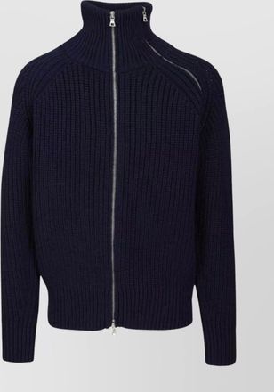 Dries Van Noten high collar zip sweater with ribbed texture