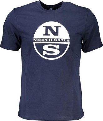 North Sails Blauw Katoen Print Logo T-Shirt - Heren - T-shirts - Blauw - 3XL - Katoen - Tops