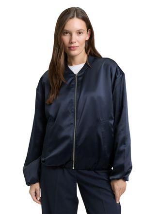 Tom Tailor Blouson TOM TAILOR, Damen, Gr. XXL, sky captain blau, Web, Obermaterial: 96% Polyester, 4% Elasthan. Futter: 100% Polyester, unifarben, regular fit no