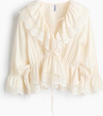 H&M Peplumbluse mit Volants - White