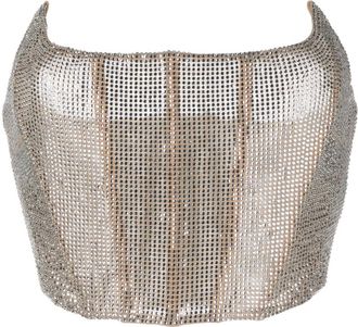 Giuseppe Di Morabito rhinestone-embellished strapless top - women - Polyamide/Spandex/Elastane - 38 - Silver