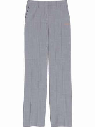Off-white pressed-crease straight-leg trousers - women - Virgin Wool/Elastane/Recycled Polyester/Recycled Polyester - 38 - Grey
