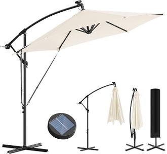 Woltu Woltu Sombrilla De Jard&iacute;n De 3 M Con Rotaci&oacute;n De 360&deg;, Inclinaci&oacute;n Ajustable, Funda Y Cuerdas Resistentes Al Viento, Color Beige