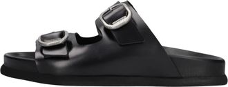 Shabbies Amsterdam Schoenen, Dames, Zwart, 37 EU, Leer, Inga Buckles Slide