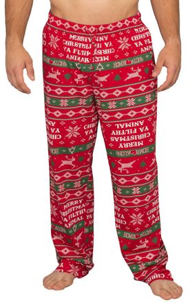 Briefly Stated Home Alone Merry Christmas Ya Filthy Animal Lounge Pants (Adult X-Large) Red