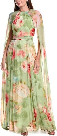 Teri Jon by Rickie Freeman Teri Jon By Rickie Freeman Chiffon Floral Cape Gown