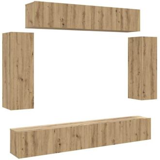 vidaXL Vidaxl - Mueble Para Tv De Pared Madera Contrachapada Artesanal 6 Piezas