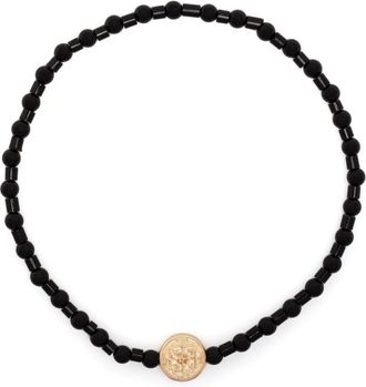 Luis Morais 14kt yellow gold Money Seal beaded bracelet - men - 14kt Gold - One Size - Black