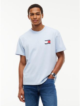 Tommy Hilfiger Mens Tommy Jeans Wavy Flag Logo T-Shirt - Sky Blue - XXL