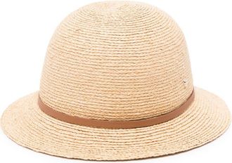 Helen Kaminski woven raffia cloche hat - women - Raffia/Nylon/Spandex/Elastane/Calf Leather - One Size - Neutrals