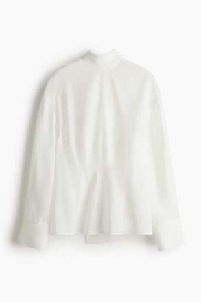 H&M Bluse mit Schleifenkragen - Weiss