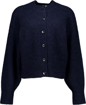 Zenggi Zenggi - Lamb Silk Round Neck Cardi - Dames - Truien - Blauw - Maat: XL Zijde