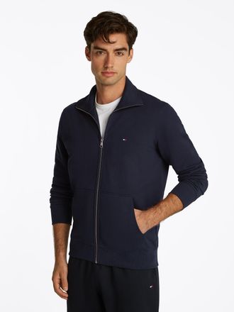 Tommy Hilfiger Sweatjacke TOMMY HILFIGER ESSENTIAL TERRY ZT STAND COLLAR, Herren, Gr. XXL, blau (desert sky), Sweatware, Obermaterial: 100% Baumwolle, Rippb&uuml;ndchen, 