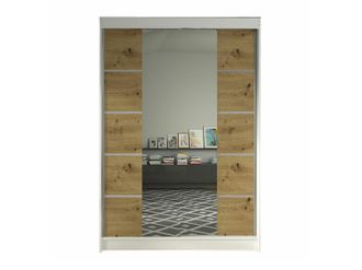 Mirjan24 Mobilier1 - Armario Closico 151, Blanco + Roble Artisan, 200x120x58cm, Puertas De Armario: Correderas, N&uacute;mero De Estantes: 0