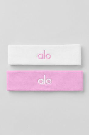 Alo | Glow Sweatband (2-Pack) Yoga Mat in Candy Heart Pink/White