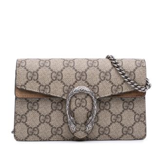Gucci Pre-owned Womens Mini Gg Supreme Dionysus Crossbody - Silver Textile - One Size