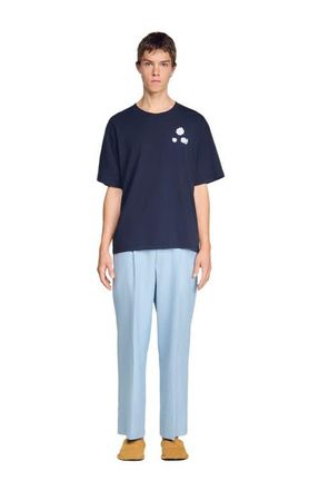 Sandro Flower print cotton T-shirt in Navy Blue at Nordstrom, Size Medium