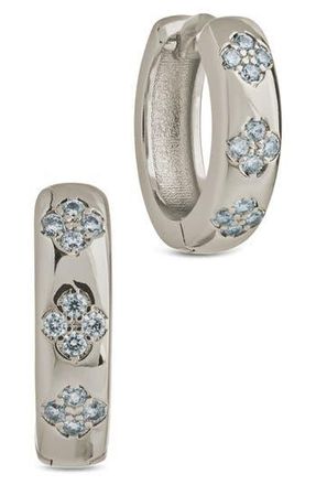 Sterling Forever Aisha Cubic Zirconia Star Huggie Hoop Earrings in Silver at Nordstrom Rack