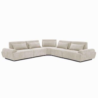 Oviala Sof&aacute; esquinero modular de 5 plazas con respaldo ajustable 340 cm crudo