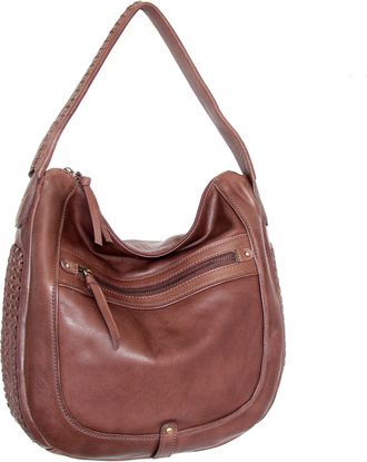 Nino Bossi Vintage Leather Woven Accent Hobo in Brown