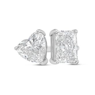 Diana M. Jewels Platinum 10ct Lab Grown Radiant & Heart Diamond Two-Stone Ring