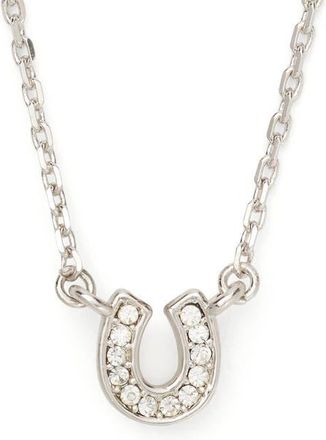Kate Spade New York pav&eacute; horseshoe pendant necklace in Clear/Silver at Nordstrom