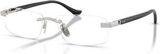 Ferrari 56mm Rectangle optical glasses in Silver at Nordstrom