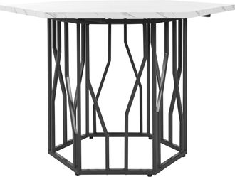 STILVORA Tavolo Da Pranzo Esagonale In Mdf E Acciaio Con Piano Motivo Marmoreo E Gambe In Metallo Dendritiche - 115,5&times;100&times;75 Cm, Nero E Bianco