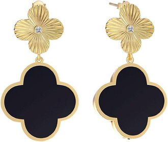 Gabi Rielle 14K Over Silver 6.00 Ct. Tw. Black Onyx Cz Drop Earrings