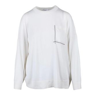 Brunello Cucinelli Brunello Cucinelli, Round-neck Knitwear, female, White, Size: M Round-neck Knitwear