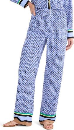 Nic+Zoe Lenox Mosaic Print Wide Leg Pants in Blue Multi at Nordstrom, Size 12P