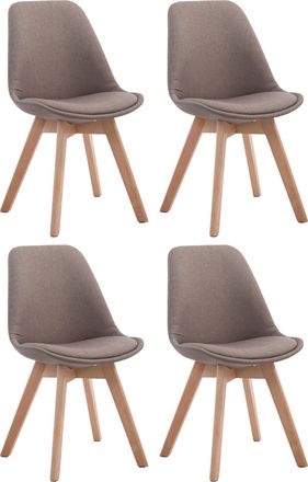 Clp Clp - Set De 4 Sillas Borneo Para Comedor En Tela Gris Topo Natural