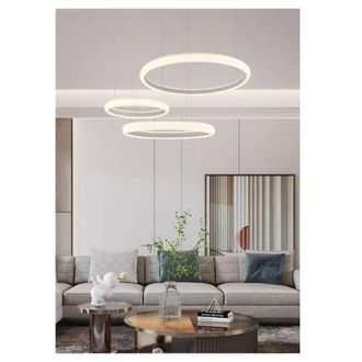 Trade Shop Trade Shop Traesio - Trade Shop - Lampadario Led 60w A Sospensione 3 Anelli Cristalli Luce 3000k 6500k 4000k Lp-39b