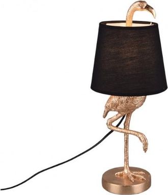 Trio Leuchten Trio Lighting - L&aacute;mpara Decorativa Flamenco Dorado Y Pantalla Negra Lola Trio Iluminaci&oacute;n