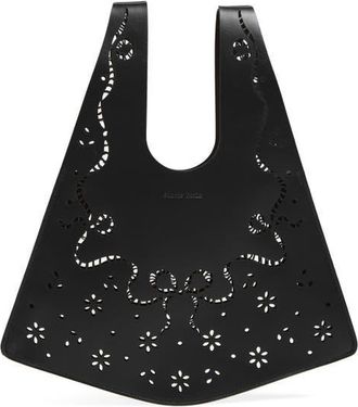 Simone Rocha Mini Lasercut Leather Shopper in Black at Nordstrom
