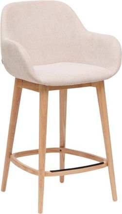 K Home Premium Barstuhl Konay mit Armlehnen - Beige/Eschenholz Natural