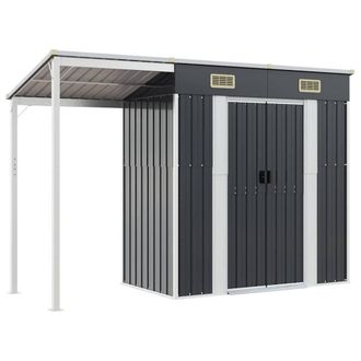 Berkfield Home Garden Shed with Extended Roof Anthracite 277x110.5x181 cm Steel in Charcoal