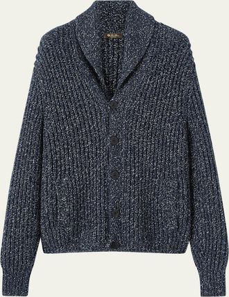 Loro Piana Mens Goletta Cotton Rib Melange Cardigan