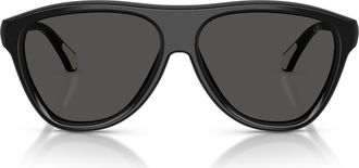 Moncler Incline 59mm Pilot Sunglasses in Shiny Black /Solid Grey at Nordstrom