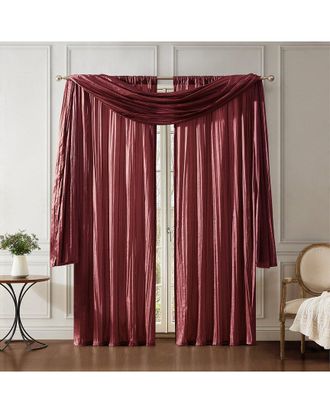 Elrene Athena Faux Silk Window Curtain & Scarf Set