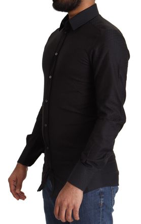 Dolce & Gabbana Mens Black Gold Cotton Slim Dress Formal Shirt