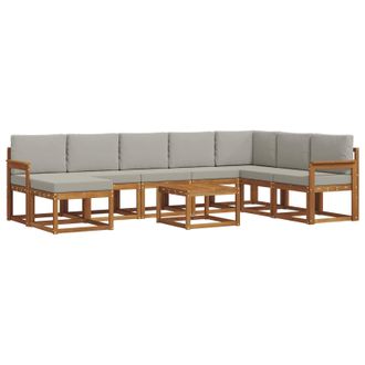 vidaXL Conjunto De Sof&aacute;s De Exterior 9 Pcs Gris Natural Y Claro Vidaxl