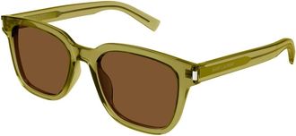 Saint Laurent Rechthoekige zonnebril met Naked Wirecore - Heren - Zonnebrillen - Groen - 52 MM - Accessoires