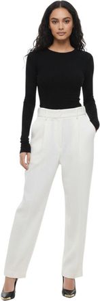 Forte_Forte White Straight Pleated Pants