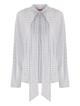 Missoni sash-collar lamé blouse - Silver