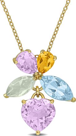 Mimi & Max 7 5/8ct TGW Multi-Gem Cluster Pendant with Chain in Yellow Silver-17 in