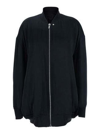 Rick Owens Jumbo Peter Flight Black Bomber Jacket In Virgin Wool Woman