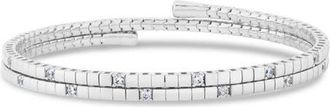 Crislu Pure Flex Three Row Cubic Zirconia Bracelet in Pure Platinum /Clear Stone at Nordstrom, Size 7